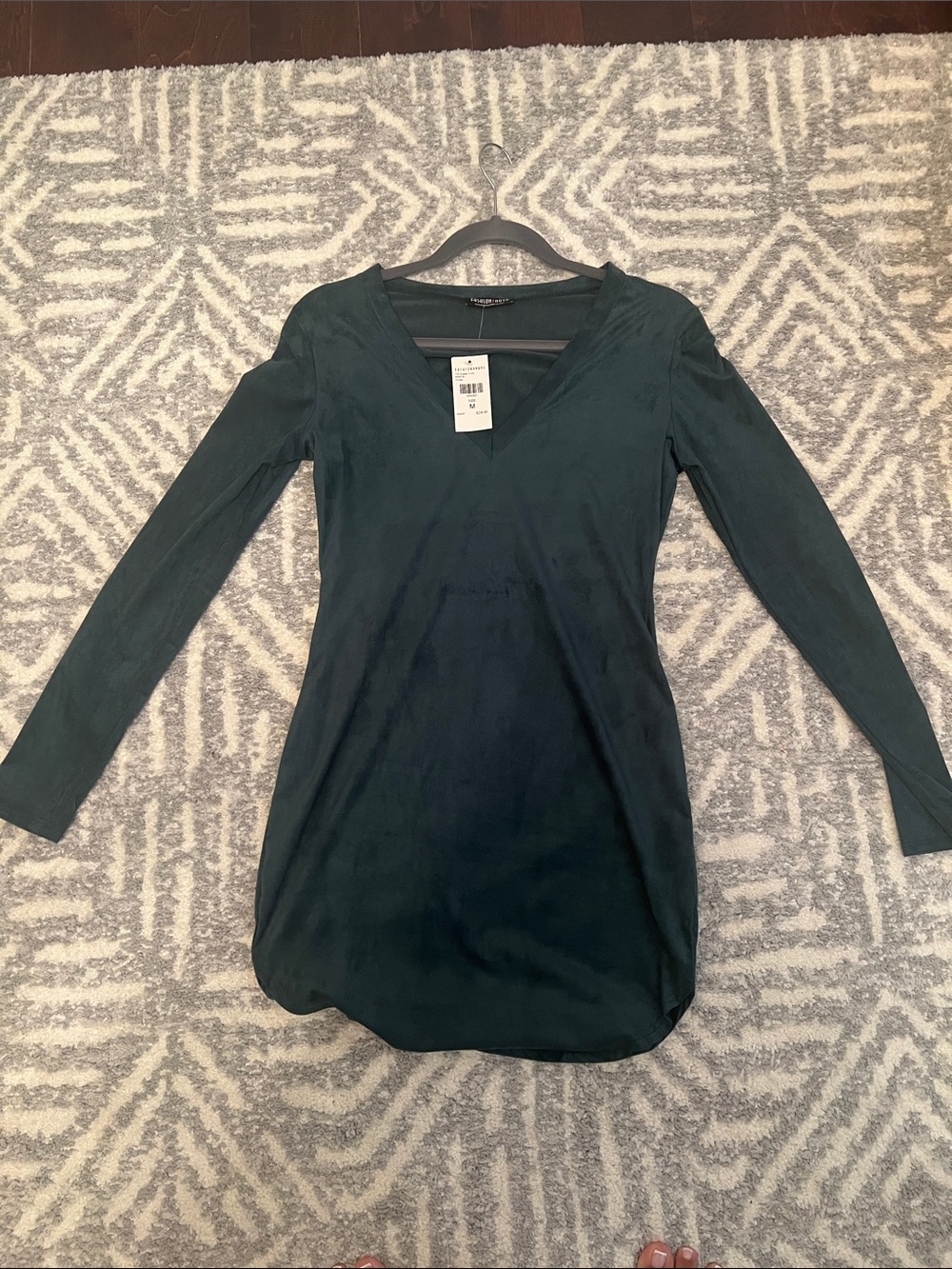 Fashion Nova Hunter Green V-Neck Suede Tunic